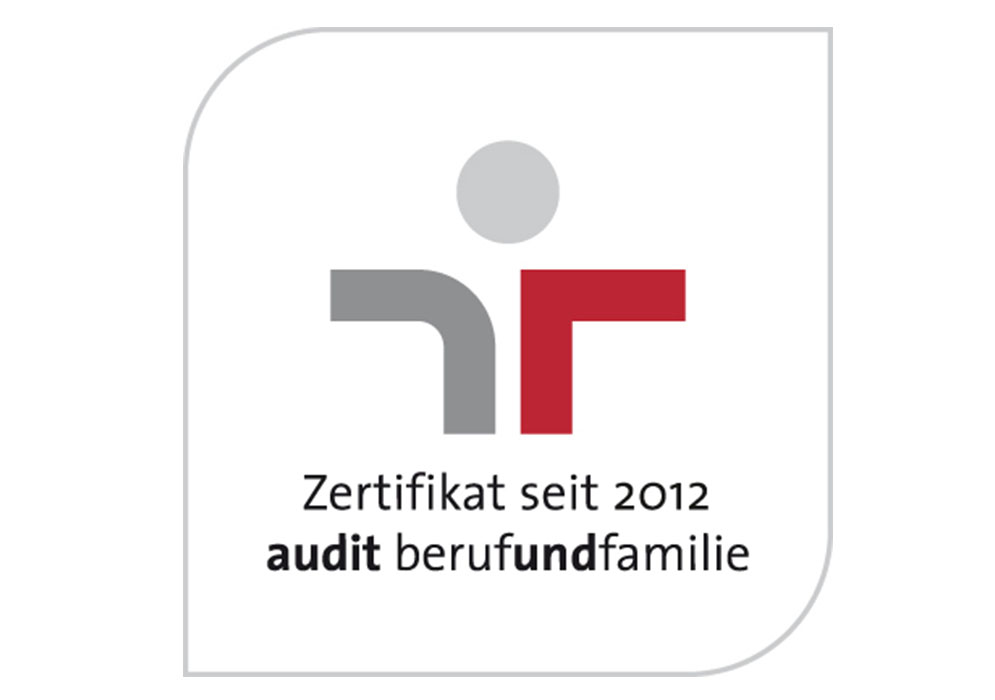 das Logo von audit berufundfamilie mit der Beschriftung: Zertifikat seit 2012, audit berufundfamilie
