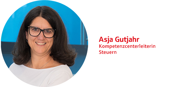 Portraitaufnahme Asja Gutjahr, Kompetenzcenterleiterin Steuern beim SVRP
