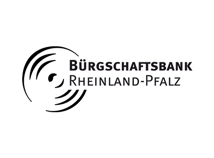 schwarzweißes Logo der Bürgschaftsbank Rheinland-Pfalz